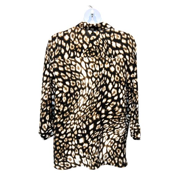Vero Moda Top Womens 16 Plus Animal Print Button-Up Woven Relaxed Fit NEW! - Picture 2 of 13